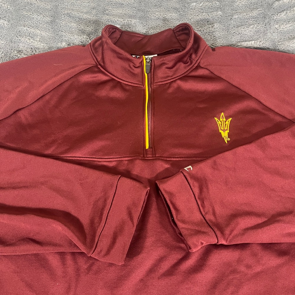 Champion ASU Sun Devils Quarter‎ Zip Pullover Maroon Mens 2XL Arizona State NCAA